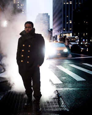 Urban Night Steam Man Standing Wallpaper