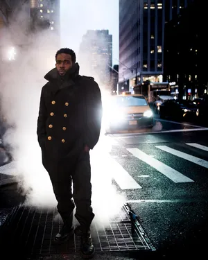 Urban Night Steam Man Standing Wallpaper