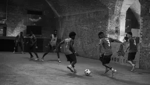 Urban Street Soccer Action Wallpaper