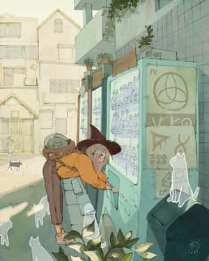 Urban Witch Vending Machine Art Wallpaper