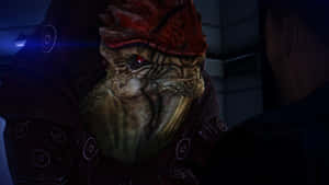 Urdnot Wrex, Fierce Krogan Warrior, Stands Ready For Battle. Wallpaper