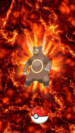 Ursaring On Flaring Fire Wallpaper