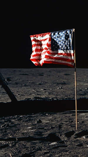 Usa Iphone Flag On The Moon Wallpaper