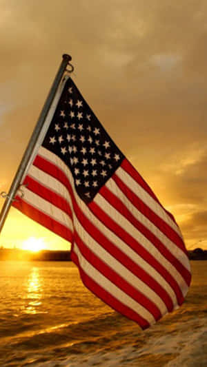 Usa Iphone Flag Sunset Wallpaper