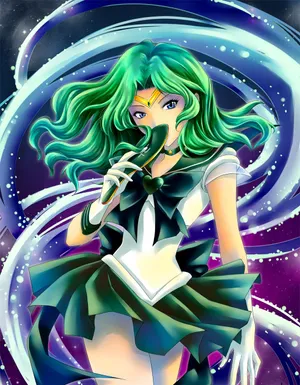 Usagi And Neptune Connect Through The Power Of Friendship Wallpaper