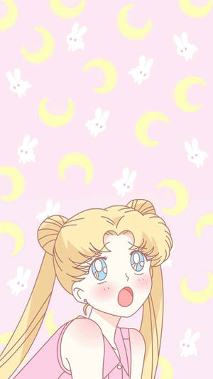 Usagi With Moons And Bunnies Sailor Moon Iphone Wallpaper