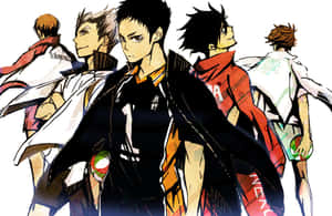 Ushijima Wakatoshi In Action On The Volleyball Court Wallpaper