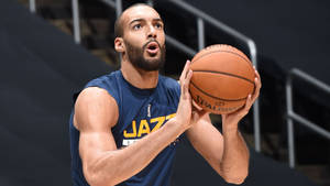 Utah Jazz Rudy Gobert With Ball Wallpaper