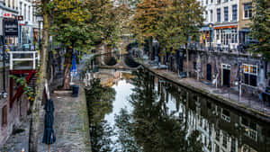 Utrecht Canal Reflections Wallpaper