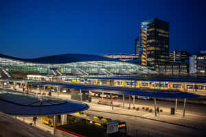 Utrecht Central Station Night View Wallpaper