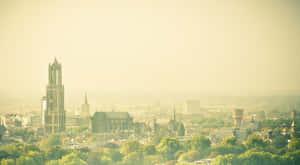 Utrecht Cityscape Dominating Dom Tower Wallpaper