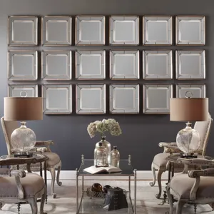 Uttermost Davion Squares Silver Mirror Set/2 13555 B Wallpaper