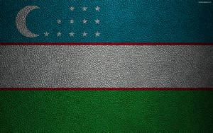 Uzbekistan Flag In Leather Texture Wallpaper