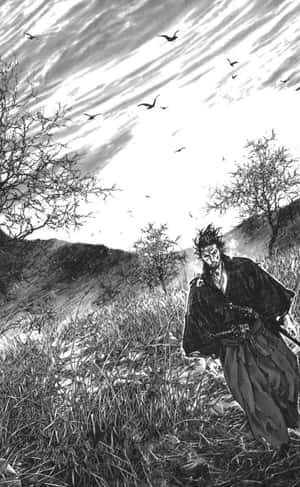 Vagabond Manga Warrior Amongst Birds Wallpaper