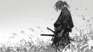 Vagabond Samuraiin Grayscale Wallpaper