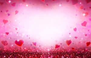 Valentine's Day Background With Hearts And Sparkles Wallpaper