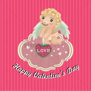 Valentine's Day Card With A Cute Cupid Wallpaper