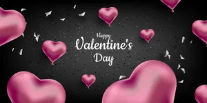 Valentines Day Heart Balloons Black Background Wallpaper