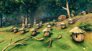 Valheim Little Huts Village Wallpaper