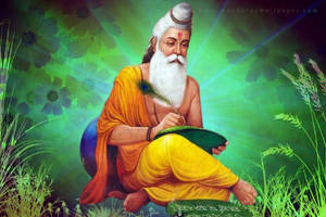 Valmiki Writing Poem In Grassland Wallpaper