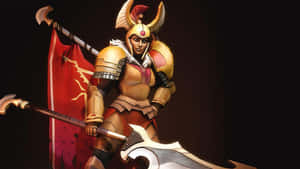 Valorous Legion Commander Leading The Charge In The Battlefield Wallpaper