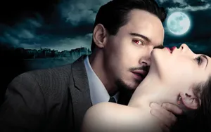 Vampire Embrace Moonlit Night Wallpaper