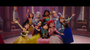 Vanellope Posing With Princesses Ralph Breaks The Internet Wallpaper