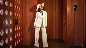 Vanessa Hudgens In Chic Suit Wallpaper