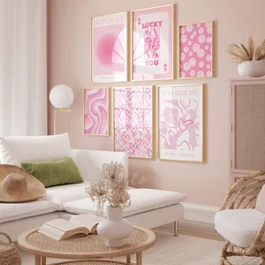Vanilla Aesthetic Pink Gallery Wall Wallpaper