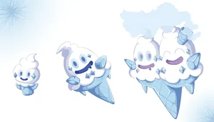 Vanillish Vanillite And Vanilluxe White Backdrop Wallpaper