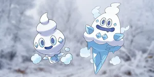 Vanillite And Vanillish Blurry Forest Backdrop Wallpaper