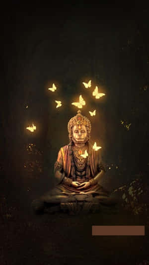 Vapid Hanuman With Butterflies Wallpaper