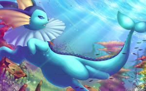 Vaporeon Underwater Illustration Wallpaper