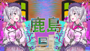 Vaporwave Anime Retro Style Wallpaper