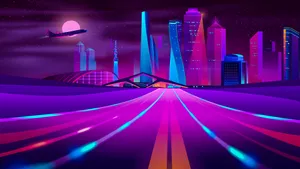 Vaporwave Cityscape4 K Ultra H D Wallpaper