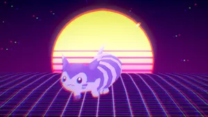 Vaporwave Furret Desktop Wallpaper