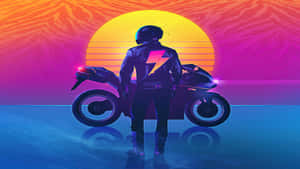 Vaporwave Rider Sunset4 K U H D Wallpaper