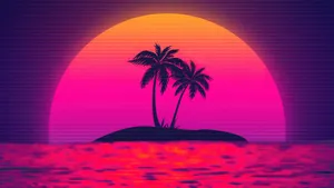 Vaporwave Sunset Island Ultra H D Wallpaper