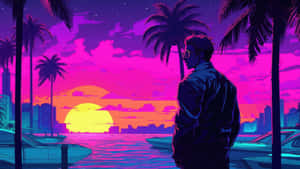 Vaporwave Sunset Marina4 K U H D Wallpaper