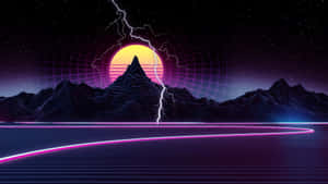 Vaporwave Sunset Mountain Landscape4 K U H D Wallpaper