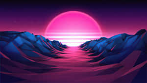 Vaporwave Sunset Mountains4 K U H D Wallpaper