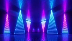 Vaporwave Triangles Neon Lights4 K U H D Wallpaper