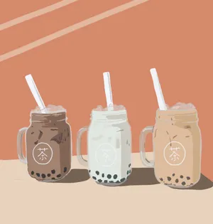 Variety Boba Tea Mason Jars Wallpaper