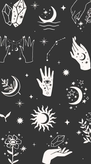 Various Cute Witchy Illustrations Wallpaper