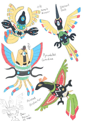 Various Graphic Drawings Of Sigilyph Wallpaper