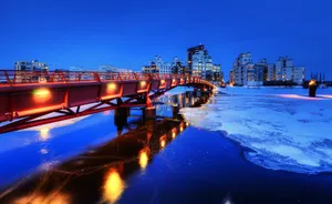 Vasteras Sweden Winter Night Scene Wallpaper