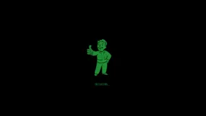 Vault Boy Green On Black Background Wallpaper