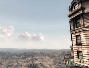 Vault-tec Logo Displayed On A Weathered Wall Wallpaper