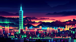 Vector Art Retro City Wallpaper