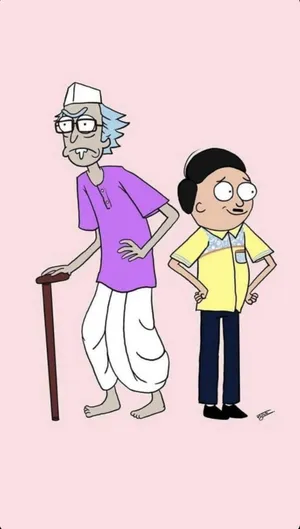 Vector Based 2d Puppet Show Art Style Jethalal Wallpaper